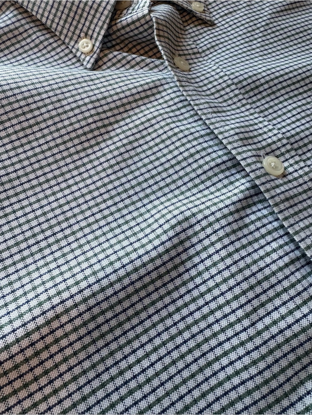 L.L. Bean Button Up Shirt Men’s Blue Green Check Classic Wrinkle Resistant